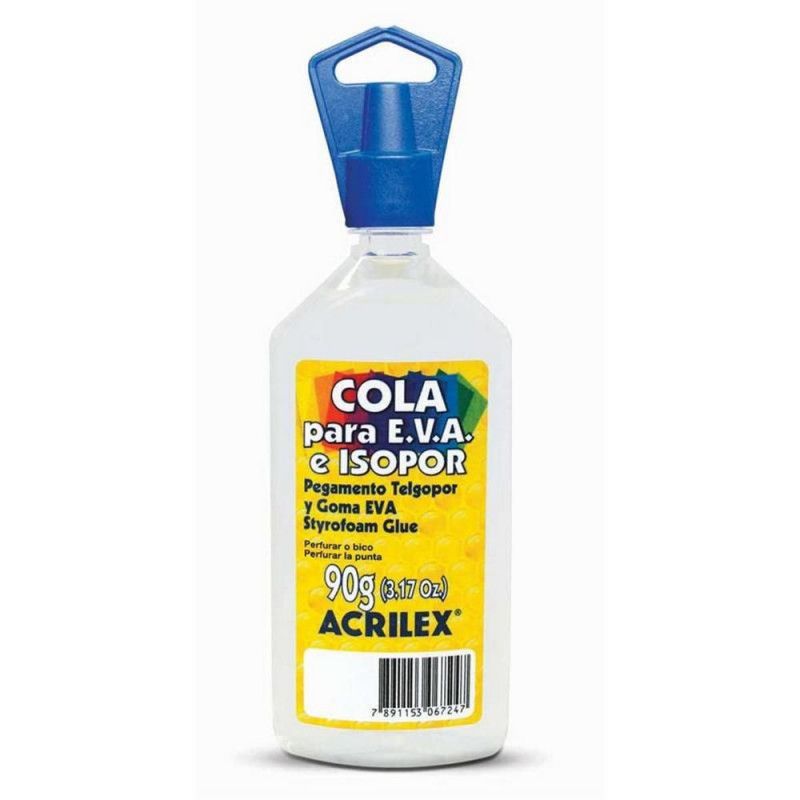 COLA ISOPOR/ E.V.A 90G ACRILEX - REF. 17390 - CAIXA COM 3 UNIDADES