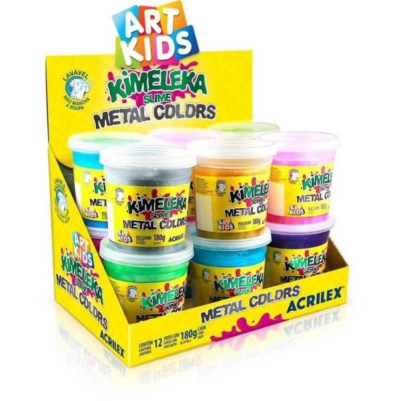 KIMELEKA 180G SLIME METALICO SORTIDO - REF. 5832 - CAIXA COM 12 UNIDADES