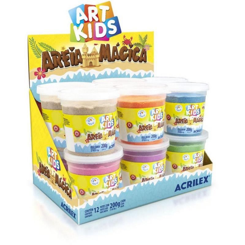 AREIA MAGICA 200G COM MOLDE SORTIDO ACRILEX - REF. 5912 - CAIXA COM 12 UNIDADES