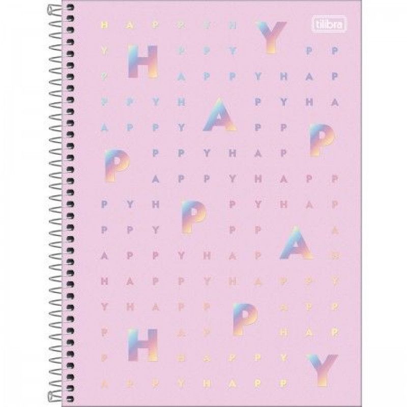 CADERNO 1 MATERIA CAPA DURA 80 FOLHAS HAPPY PASTEL TILIBRA - REF. 30543 - PACOTE COM 4 UNIDADES