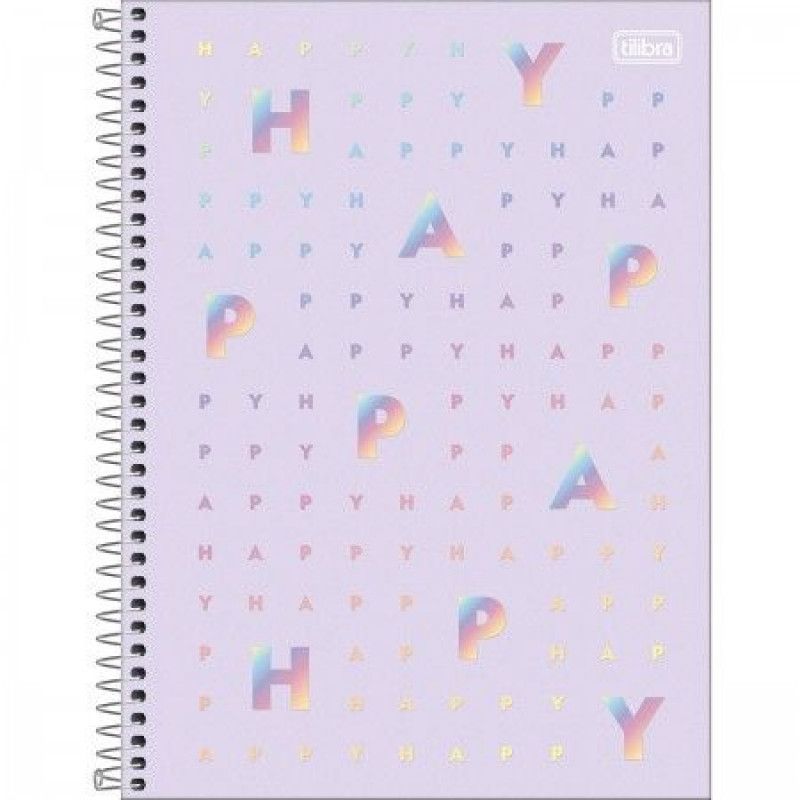 CADERNO 1 MATERIA CAPA DURA 80 FOLHAS HAPPY PASTEL TILIBRA - REF. 30543 - PACOTE COM 4 UNIDADES