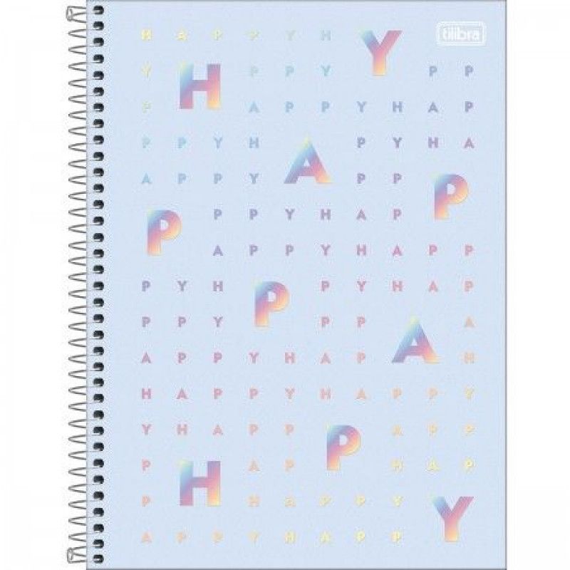 CADERNO 1 MATERIA CAPA DURA 80 FOLHAS HAPPY PASTEL TILIBRA - REF. 30543 - PACOTE COM 4 UNIDADES