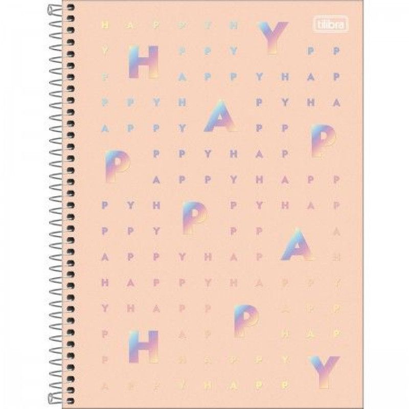 CADERNO 1 MATERIA CAPA DURA 80 FOLHAS HAPPY PASTEL TILIBRA - REF. 30543 - PACOTE COM 4 UNIDADES