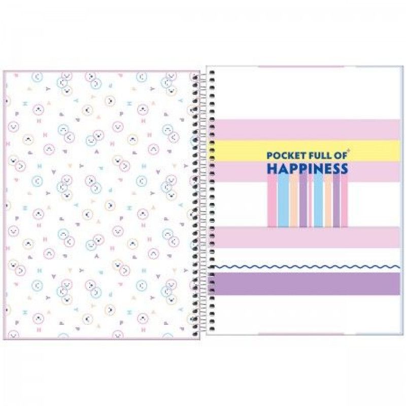 CADERNO 1 MATERIA CAPA DURA 80 FOLHAS HAPPY PASTEL TILIBRA - REF. 30543 - PACOTE COM 4 UNIDADES