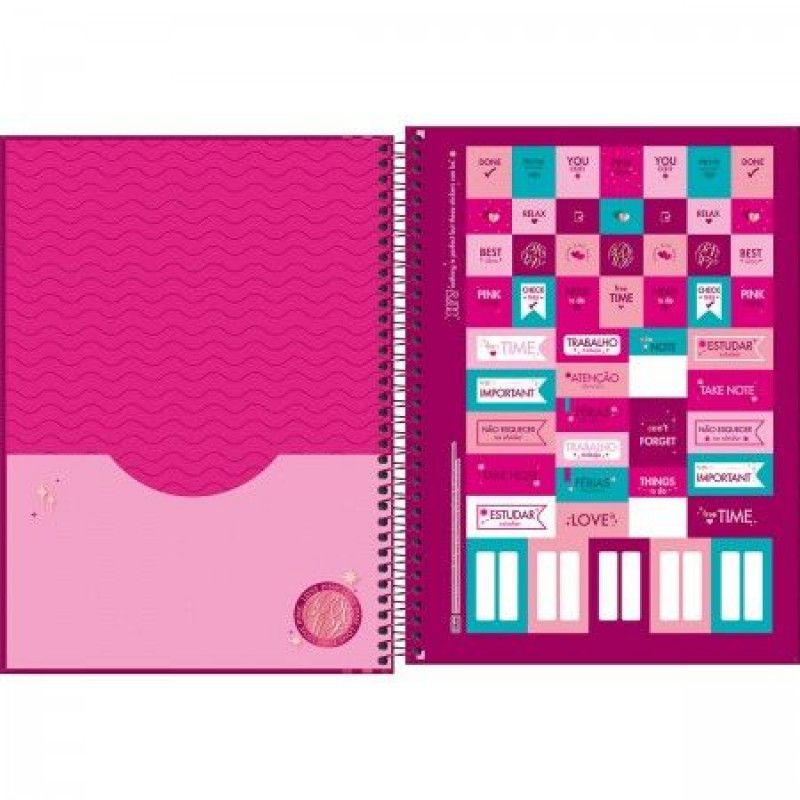 CADERNO 1 MATERIA CAPA DURA 80 FOLHAS LOVE PINK TILIBRA - REF. 30490 - PACOTE COM 4 UNIDADES