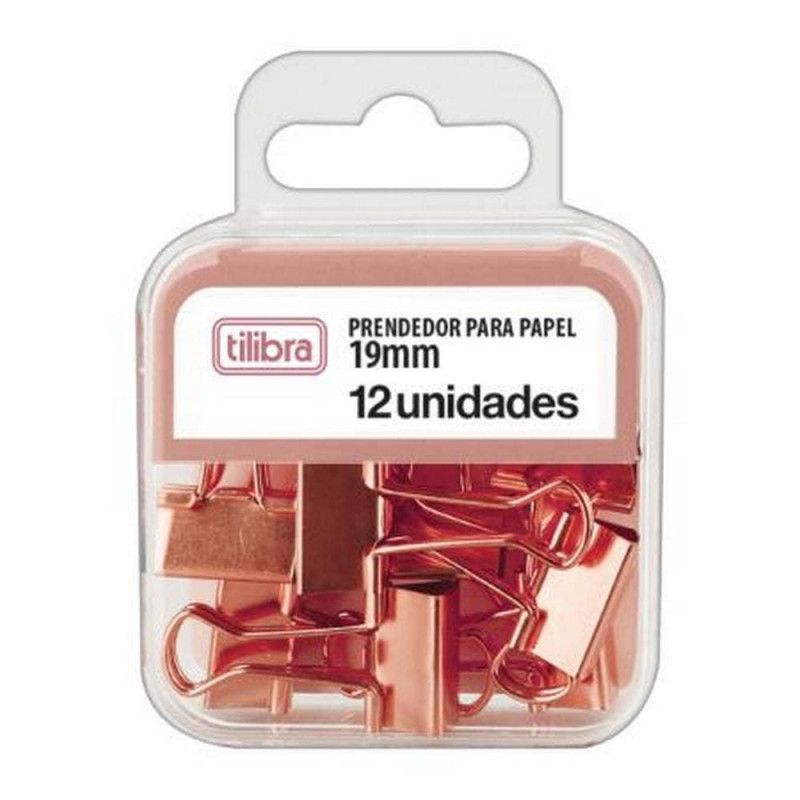 PRENDEDOR DE PAPEL 19MM ROSE TILIBRA - REF. 27652 - CAIXA COM 12 UNIDADES