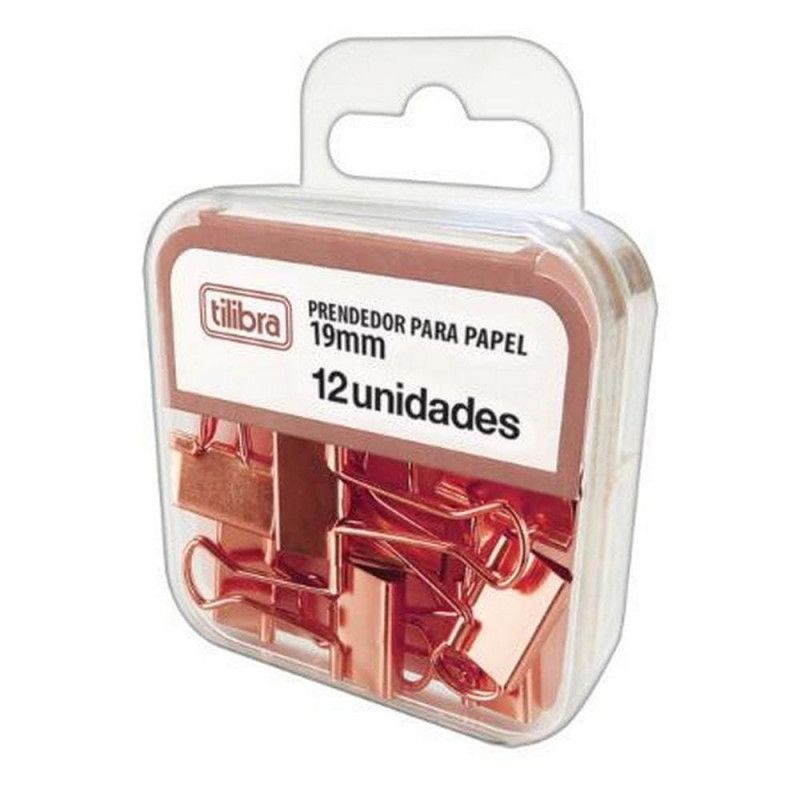 PRENDEDOR DE PAPEL 19MM ROSE TILIBRA - REF. 27652 - CAIXA COM 12 UNIDADES