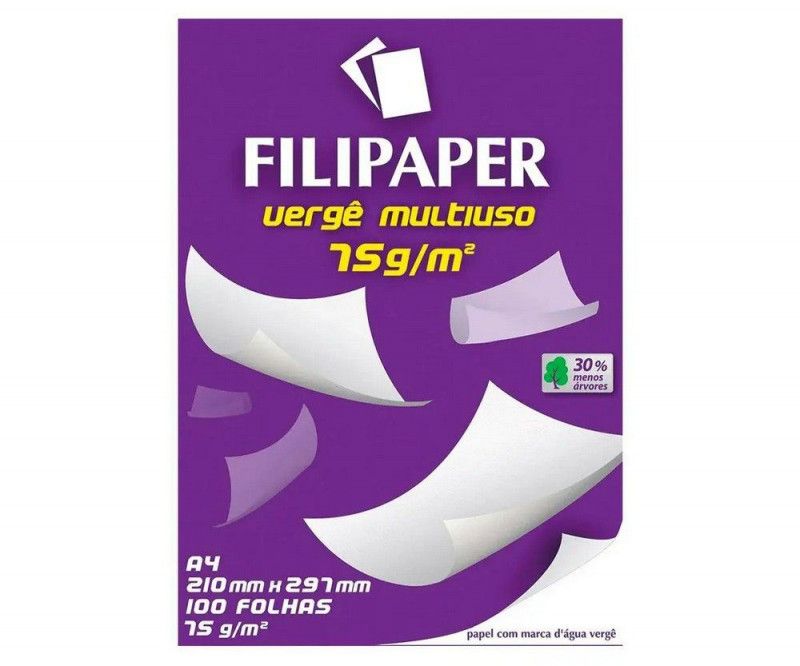 PAPEL VERGE MULTIUSO 75G 100 FOLHAS FILIPAPER - 3818 1 UNIDADE