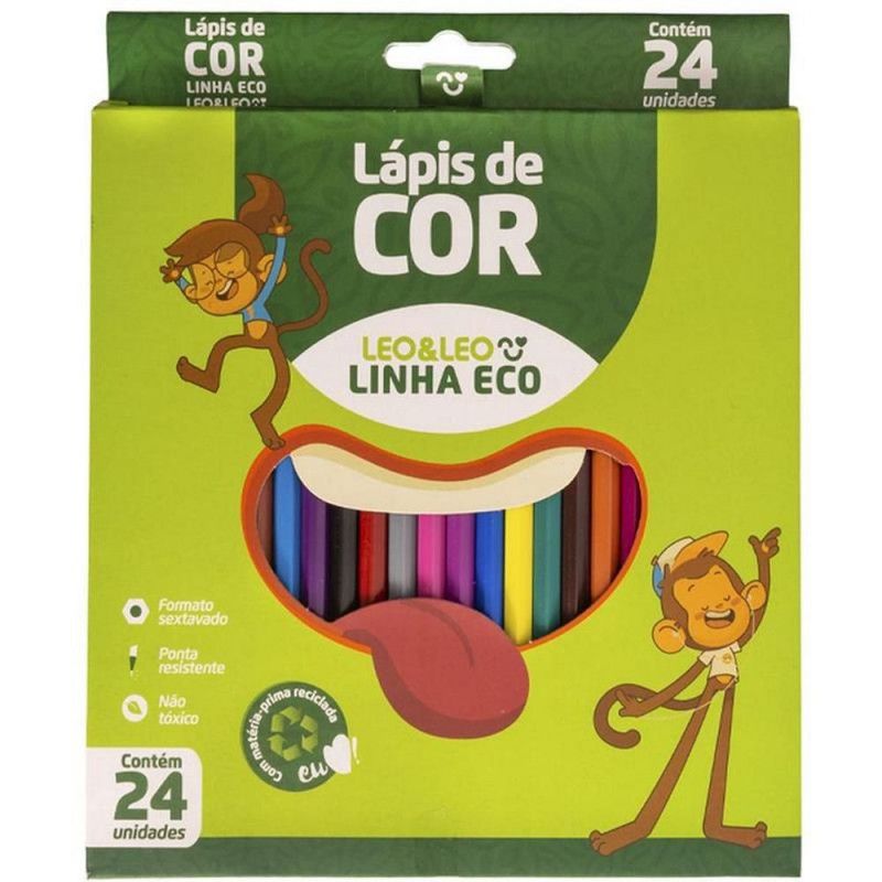 LAPIS 24 CORES ECO SEXTAVADO LEO E LEO - REF. 4222 - CAIXA COM 6 UNIDADES