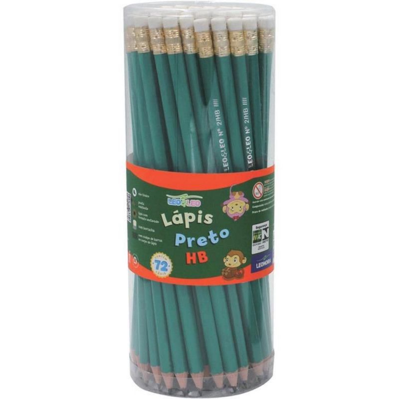 LAPIS PRETO HB SEXTAVADO RESINA COM BORRACHA LEO E LEO - REF. 4390 - CAIXA COM 72 UNIDADES