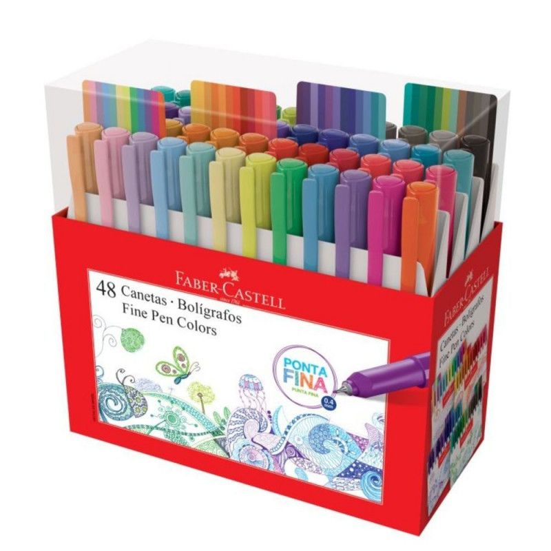 CANETA HIDROCOR 0.4 FINE PEN 48 CORES FABER-CASTELL - REF. FPB/ES48 - PACOTE COM 2 UNIDADES