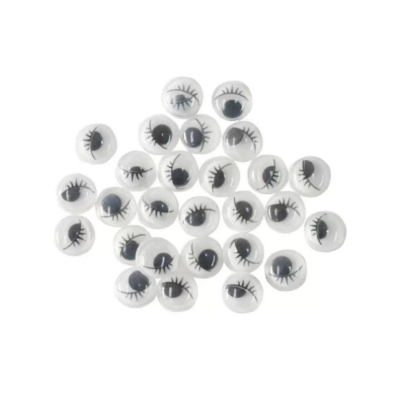 OLHINHOS 10MM ARTICULADOS COM CILIOS KIT - REF. CE-10/529694 - PACOTE COM 50 UNIDADES