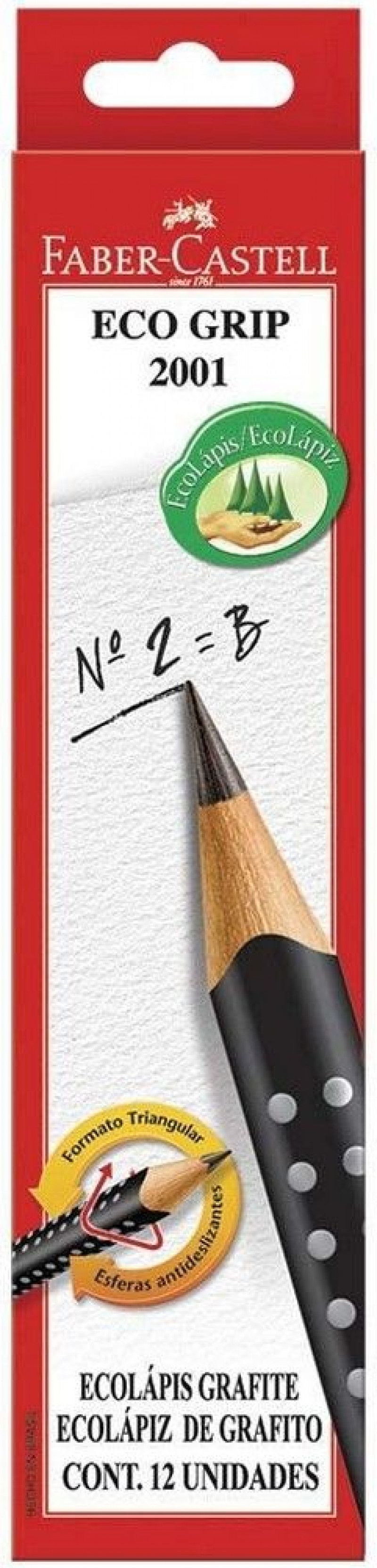 LAPIS PRETO N.2 ECO GRIP FABER-CASTELL - REF. 2001BPR - CAIXA COM 12 UNIDADES