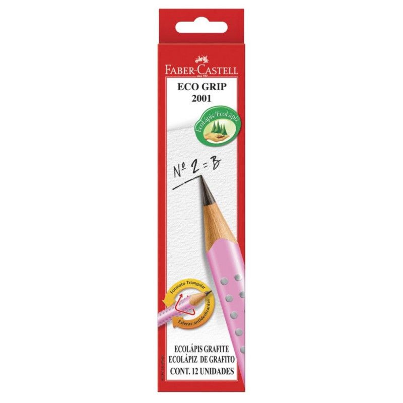 LAPIS PRETO N.2 ECO GRIP FABER-CASTELL ROSA - REF. 2001BRS - PACOTE COM 6 CAIXAS