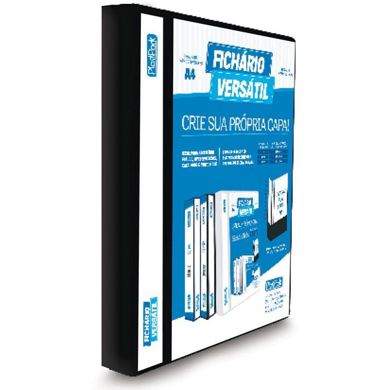 FICHARIO UNIVERSITARIO 4 ARGOLAS PRETO COM CRISTAL LOMBO 6CM - REF. 327 - 1 UNIDADE