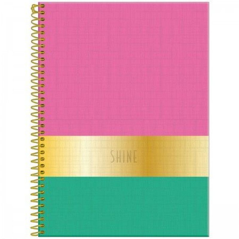 CADERNO 10 MATERIAS CAPA DURA 160 FOLHAS SHINE FORONI - REF. 6601 - PACOTE COM 4 UNIDADES