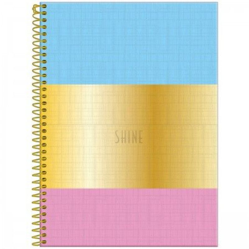 CADERNO 10 MATERIAS CAPA DURA 160 FOLHAS SHINE FORONI - REF. 6601 - PACOTE COM 4 UNIDADES