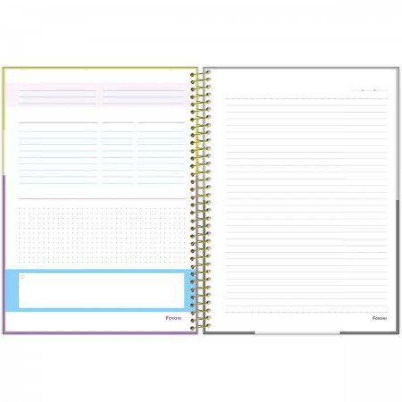 CADERNO 10 MATERIAS CAPA DURA 160 FOLHAS SHINE FORONI - REF. 6601 - PACOTE COM 4 UNIDADES