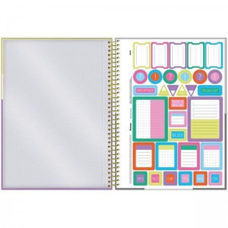 CADERNO 10 MATERIAS CAPA DURA 160 FOLHAS SHINE FORONI - REF. 6601 - PACOTE COM 4 UNIDADES