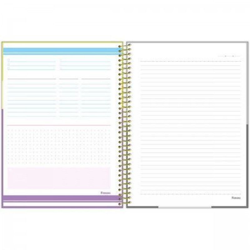 CADERNO 10 MATERIAS CAPA DURA 160 FOLHAS SHINE FORONI - REF. 6601 - PACOTE COM 4 UNIDADES