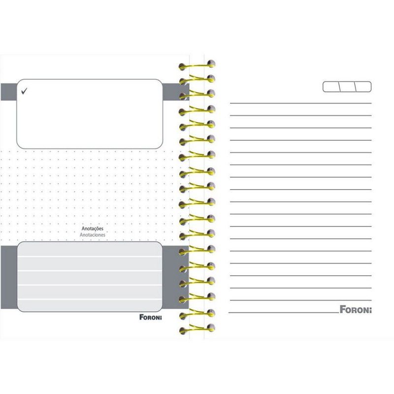CADERNETA 96 FOLHAS ESPIRAL CAPA DURA FLUOR MIX FORONI - REF. 6262 - CAIXA COM 8 UNIDADES