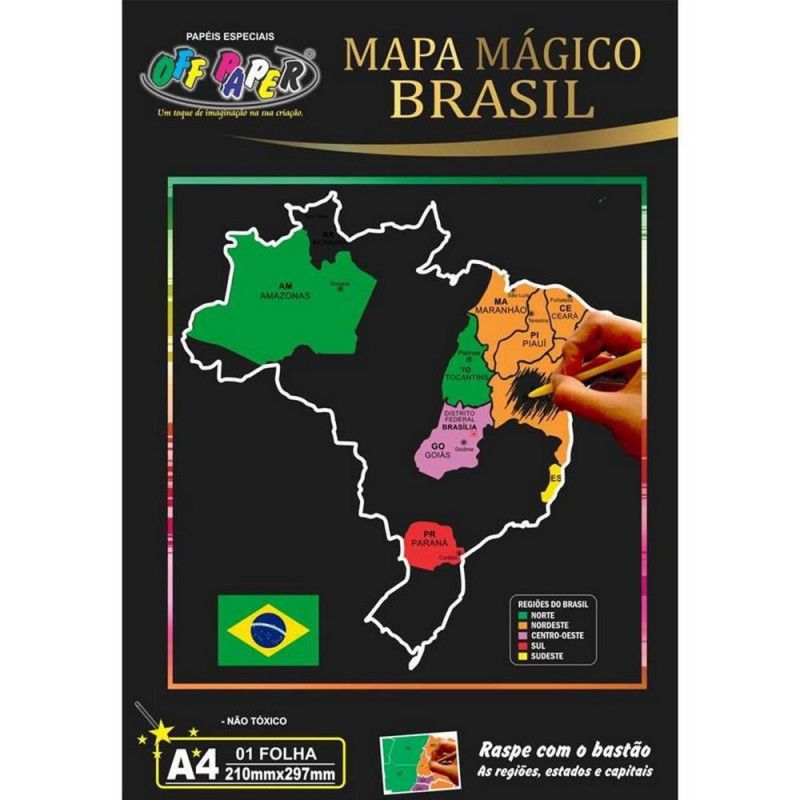 MAPA DO BRASIL MAGICO A4 COM BASTAO - REF. 10502 - 1 UNIDADE