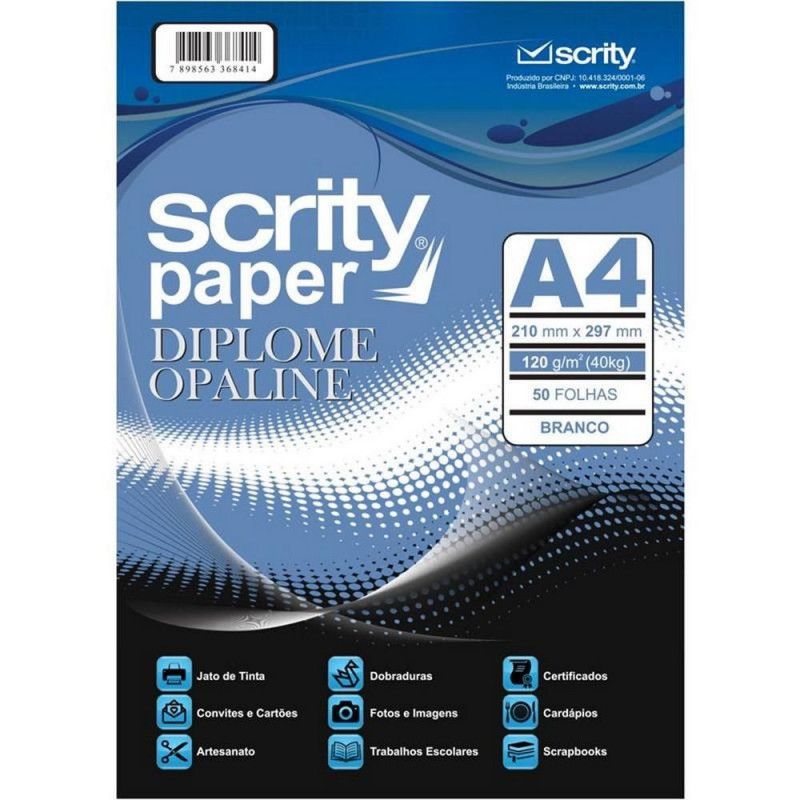PAPEL SULFITE A4 DIPLOME 120G OPALINE 50 FOLHAS - REF. R0009 - 1 UNIDADE
