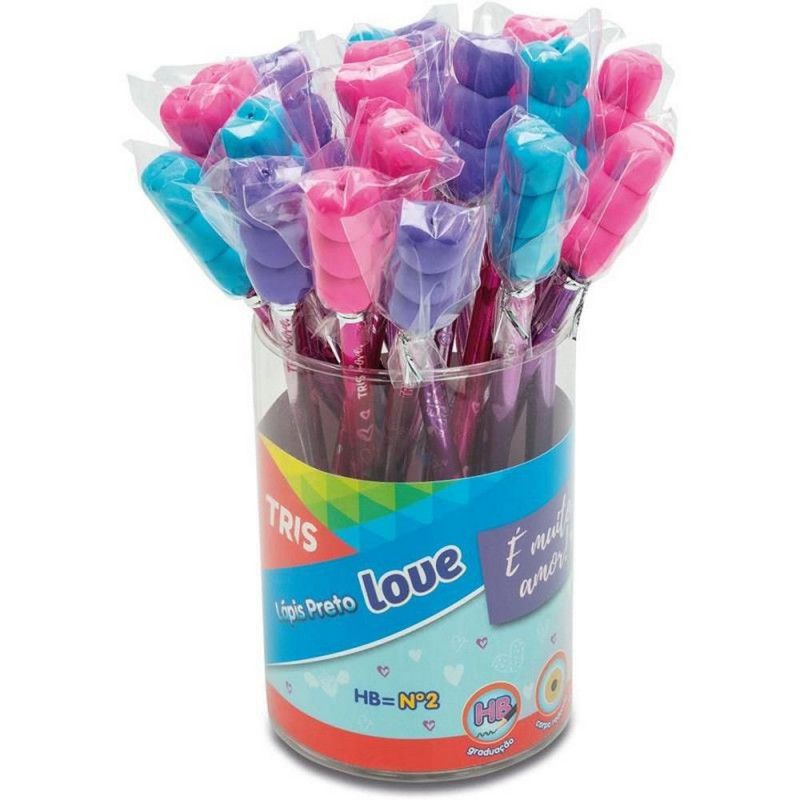 LAPIS PRETO N.2 LOVE COM BORRACHA TRIS - REF. 687704 - CAIXA COM 24 UNIDADES