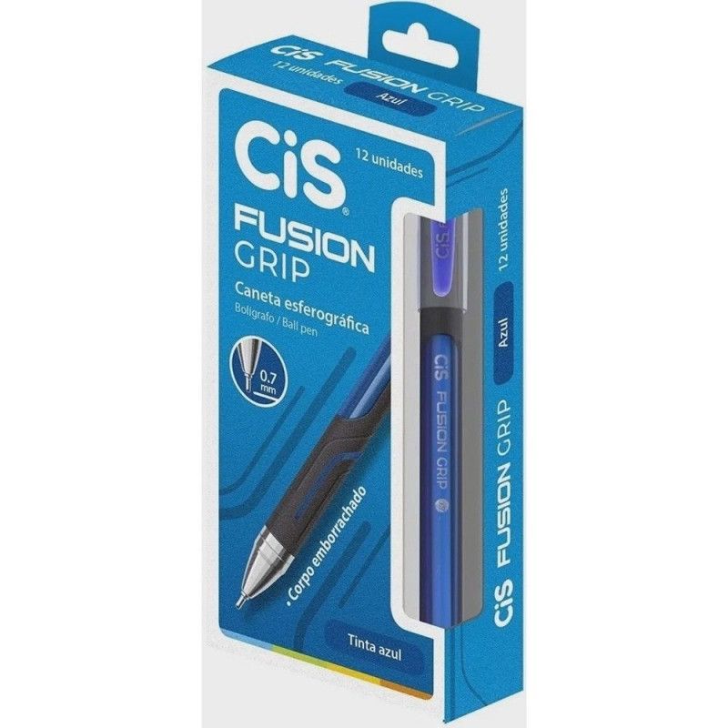 CANETA ESFEROGRAFICA 0.7 FUSION GRIP AZUL CIS - REF. 57.5800 - CAIXA COM 12 UNIDADES