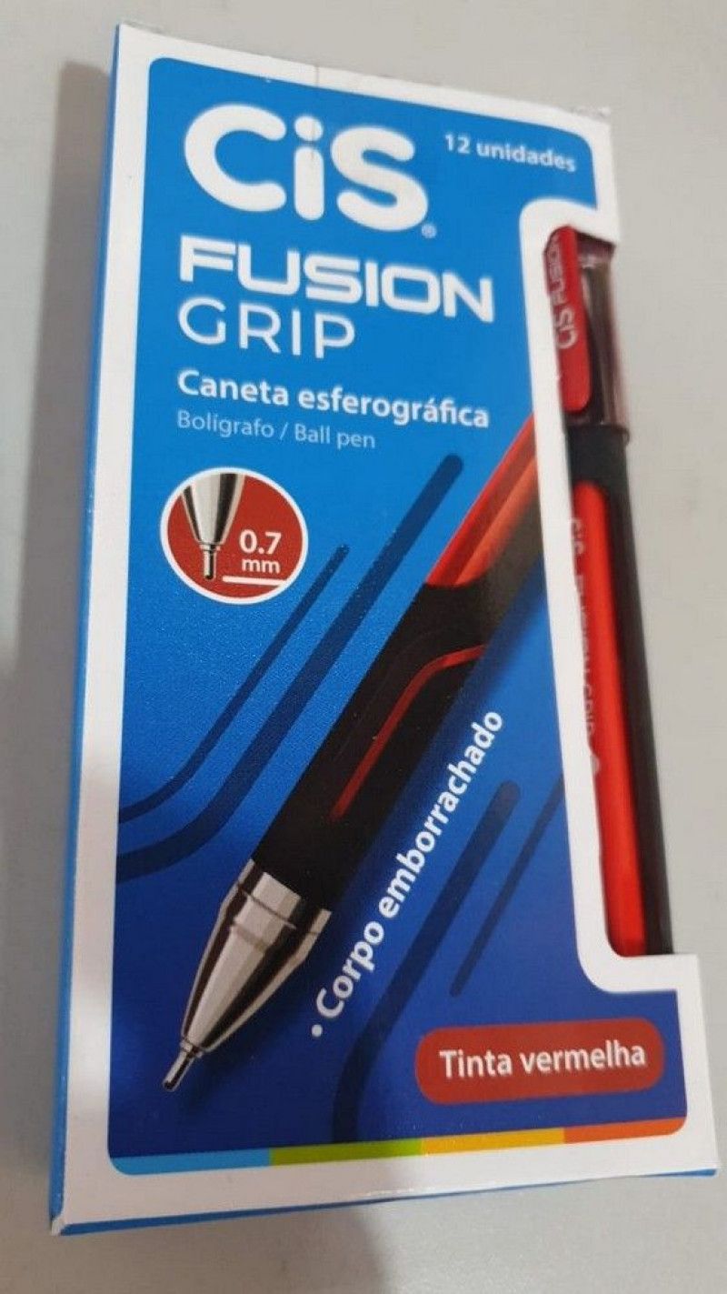 CANETA ESFEROGRAFICA 0.7 FUSION GRIP VERMELHO CIS - REF. 57.6000 - CAIXA COM 12 UNIDADES