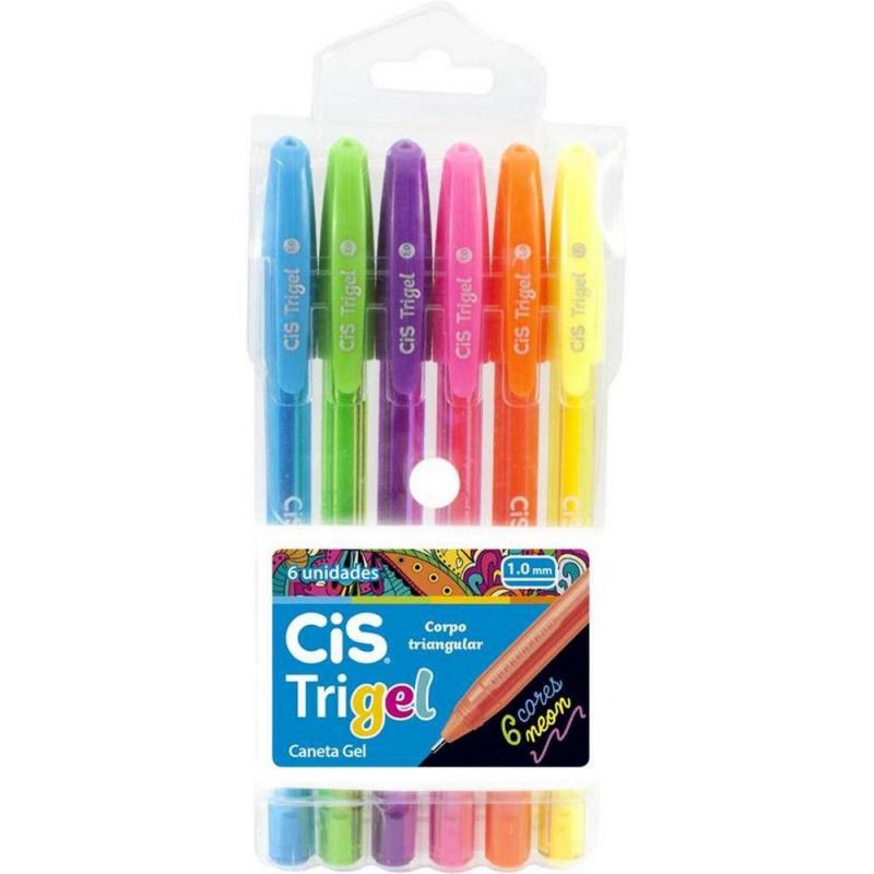 CANETA GEL 1.0 TRIGEL 6 CORES NEON CIS - REF. 576.500 - 1 UNIDADE