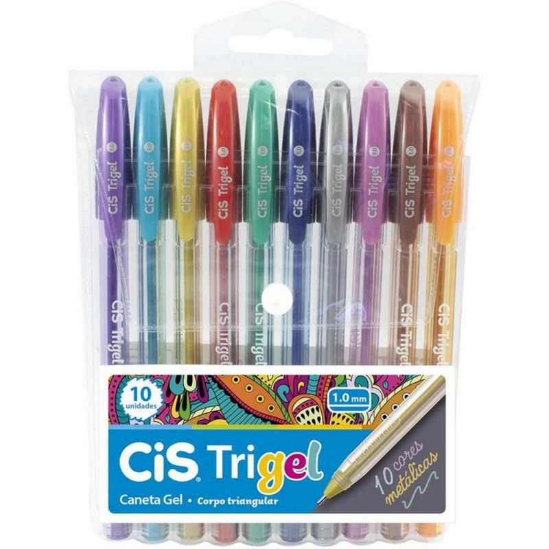 CANETA GEL 1.0 TRIGEL METALICO 10 CORES - REF. 4029 - 1 UNIDADE