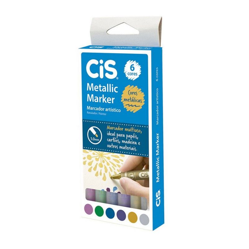 PINCEL MARCADOR METALLIC 6 CORES CIS - REF. 3206 - 1 UNIDADE