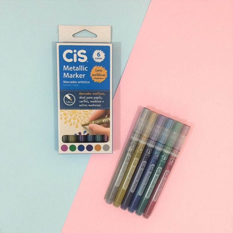 PINCEL MARCADOR METALLIC 6 CORES CIS - REF. 3206 - 1 UNIDADE