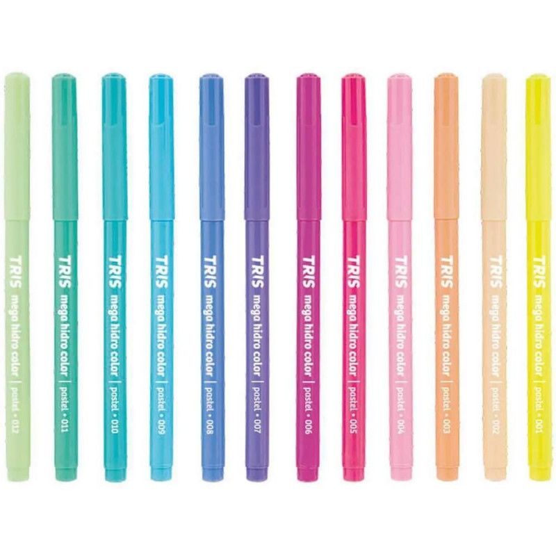 CANETA HIDROGRAFICA 12 CORES PASTEL TRIS - REF. 688176 - PACOTE COM 6 UNIDADES