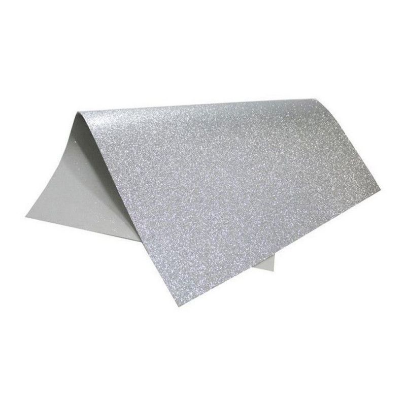 PLACA EVA 60X40 GLITER PRATA - REF. J04  - PACOTE COM 5 UNIDADES