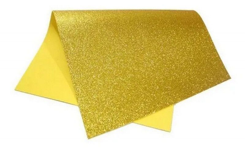 PLACA EVA 60X40 GLITER DOURADO - REF. J06 - PACOTE COM 5 UNIDADES