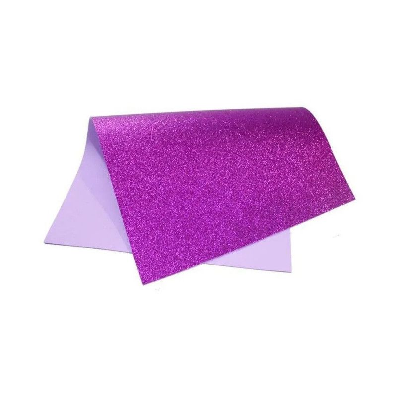 PLACA EVA 60X40 GLITER ROXO - REF. J08 - PACOTE COM 5 UNIDADES