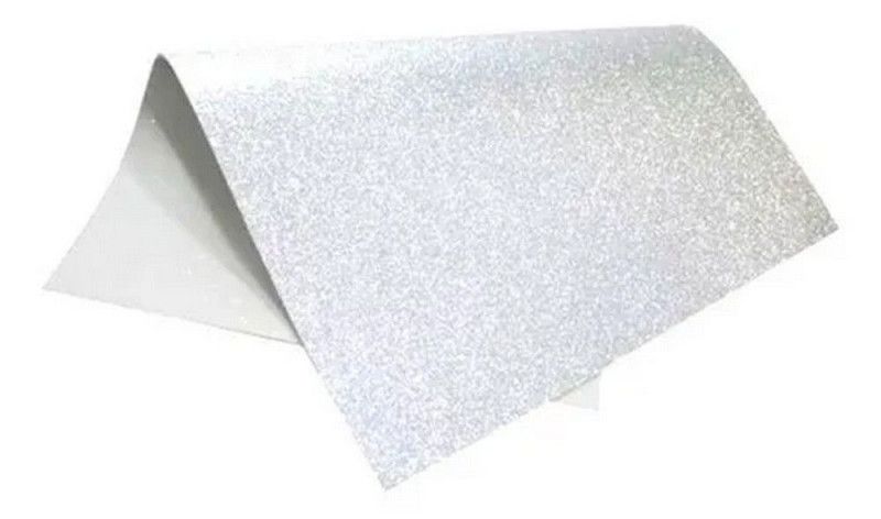 PLACA EVA 60X40 GLITER BRANCO - REF. J17 - PACOTE COM 5 UNIDADES