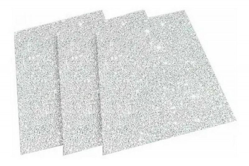 PLACA EVA 60X40 GLITER BRANCO - REF. J17 - PACOTE COM 5 UNIDADES