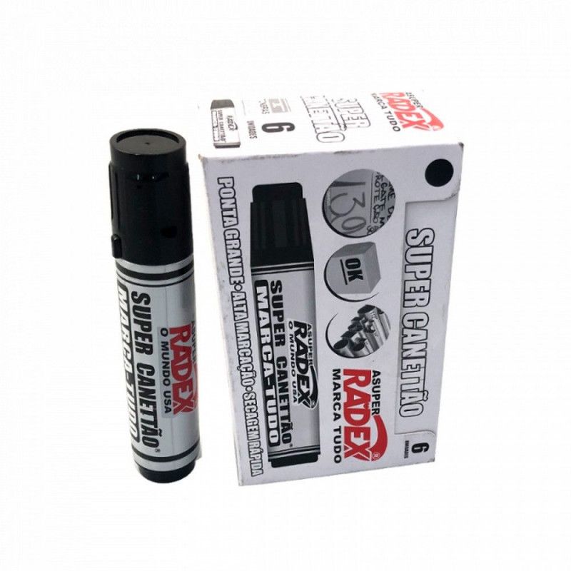 PINCEL MARCADOR PERMANENTE SUPER CANETAO PRETO - REF. 2880 - CAIXA COM 6 UNIDADES