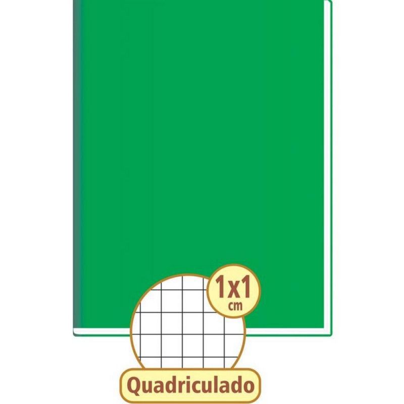 CADERNO QUADRICULADO CAPA DURA 48 FOLHAS BROCHURAO VERDE - REF. 2112 - PACOTE COM 5 UNIDADES