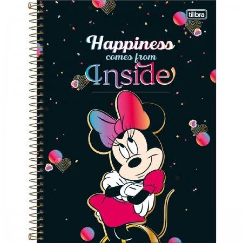 CADERNO 10 MATERIAS CAPA DURA 160 FOLHAS MINNIE - REF. 30809 - PACOTE COM 4 UNIDADES