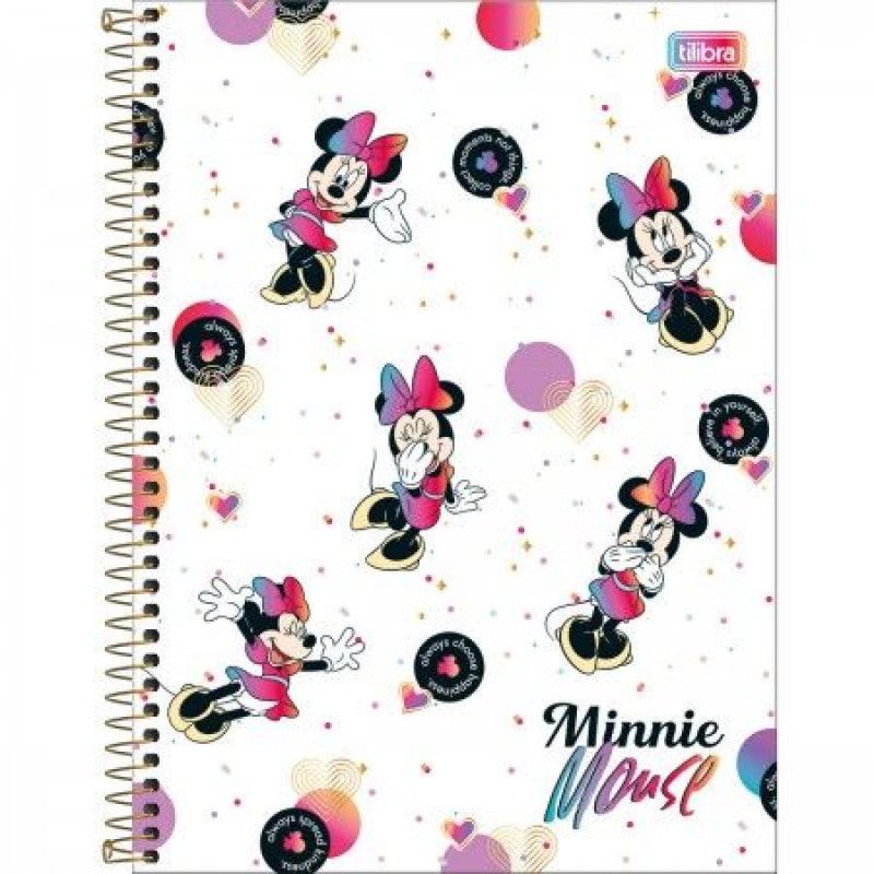 CADERNO 10 MATERIAS CAPA DURA 160 FOLHAS MINNIE - REF. 30809 - PACOTE COM 4 UNIDADES