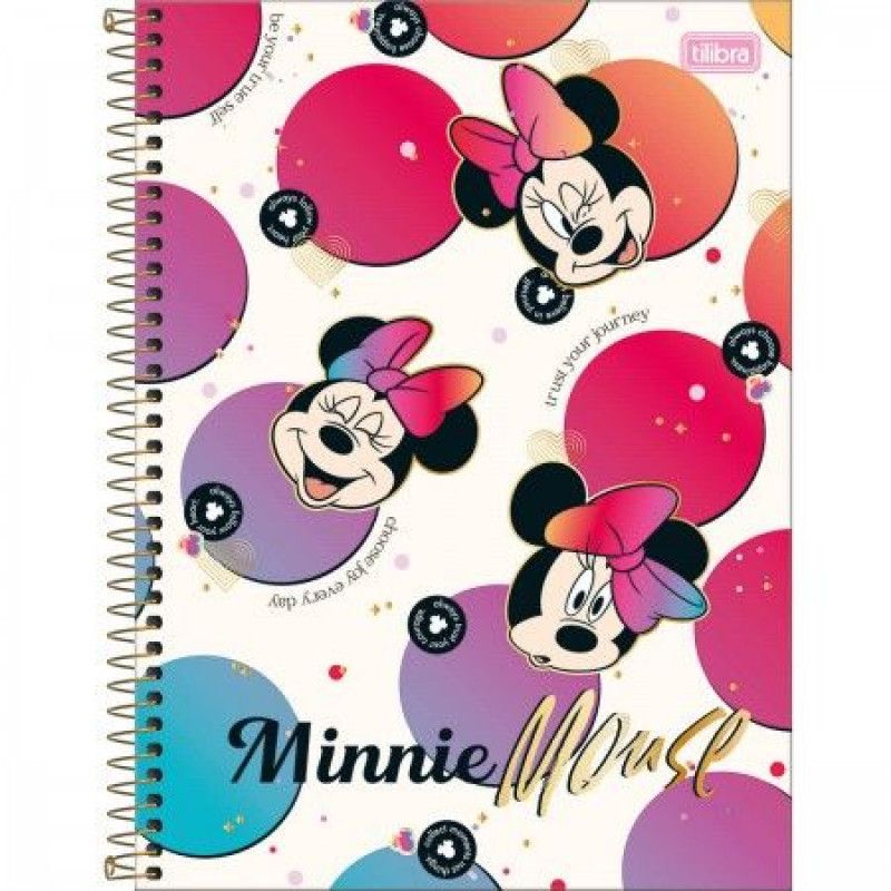 CADERNO 10 MATERIAS CAPA DURA 160 FOLHAS MINNIE - REF. 30809 - PACOTE COM 4 UNIDADES