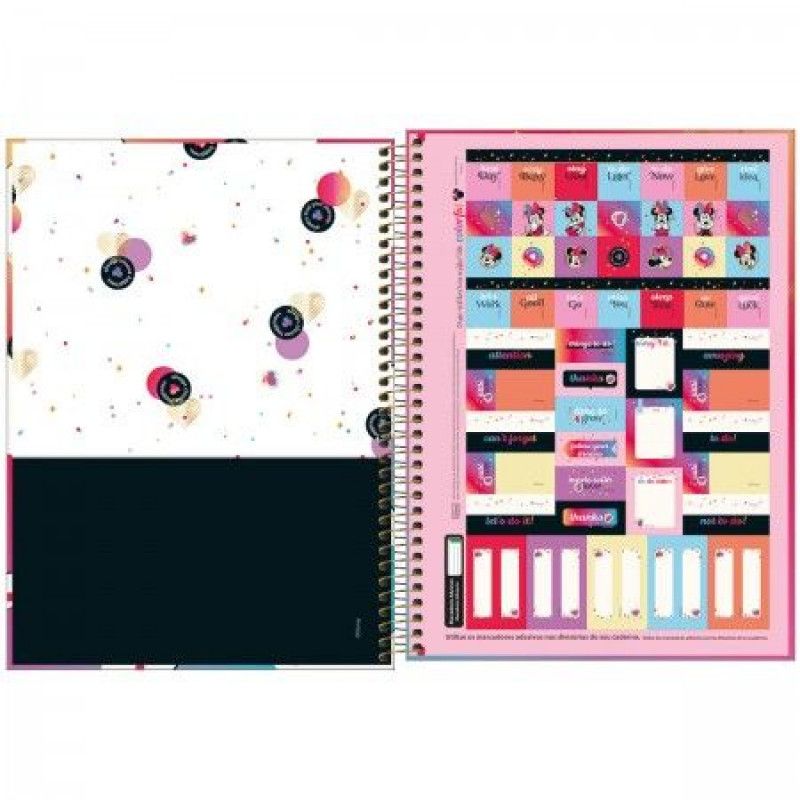 CADERNO 10 MATERIAS CAPA DURA 160 FOLHAS MINNIE - REF. 30809 - PACOTE COM 4 UNIDADES