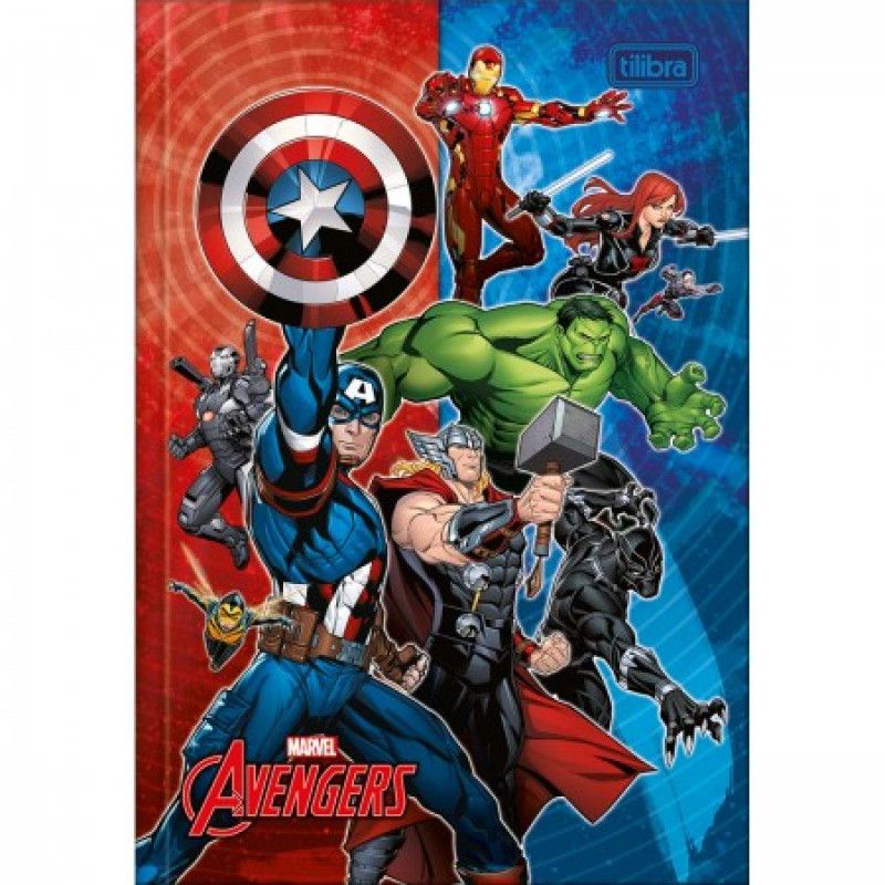 CADERNO BROCHURA 1/4 CAPA DURA 80 FOLHAS AVENGERS - REF. 308994 - PACOTE COM 5 UNIDADES