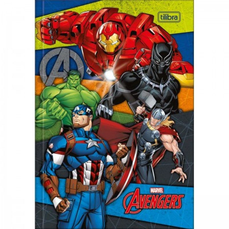 CADERNO BROCHURA 1/4 CAPA DURA 80 FOLHAS AVENGERS - REF. 308994 - PACOTE COM 5 UNIDADES