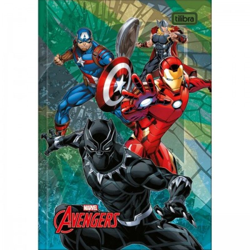 CADERNO BROCHURA 1/4 CAPA DURA 80 FOLHAS AVENGERS - REF. 308994 - PACOTE COM 5 UNIDADES