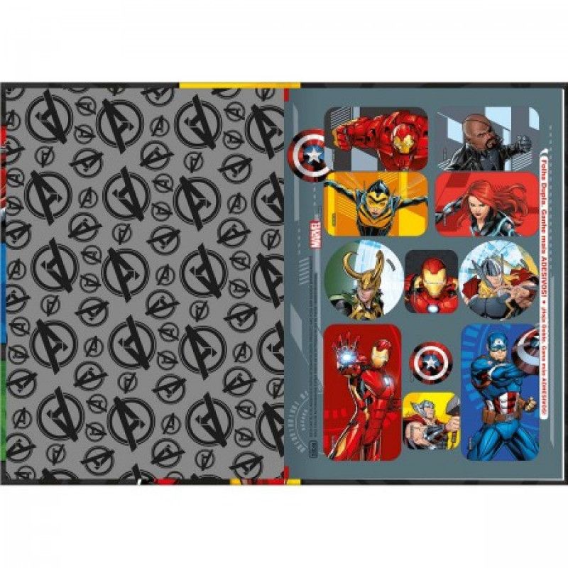 CADERNO BROCHURA 1/4 CAPA DURA 80 FOLHAS AVENGERS - REF. 308994 - PACOTE COM 5 UNIDADES
